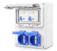 Distribuidor de corriente para construcción, distribuidor de pared, distribuidor de corriente 16 A 230 V, Schuko, interruptor de corriente y contador, interruptor de protección de línea, distribuidor