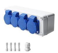 Distribuidor de enchufes Schuko de 230 V, IP44, distribuidor de corriente, 16 A, distribuidor de pared, caja de distribución de pared, distribuidor de pared para interiores y exteriores