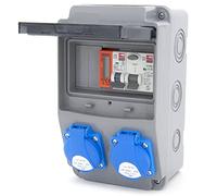 Distribuidor de energía 6NO 2 x 230 V + LS y FI cableado (2 x 230 V + 1 x LS C16 + FI40 + medidor de electricidad)