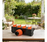 Distribuidor de manguera de agua de 4 vías de plástico con válvulas de bola, divisor de grifo de jardín a prueba de fugas para riego eficiente y cuidado del césped, fácil montaje (naranja)