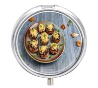 Distribuidor Delicioso Dim Sum Pastillero 3 Rejillas Con Espejo Caja De Almacenamiento De Metal Redonda Portátil A De Humedad Regalo Único