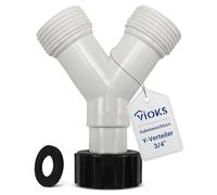 Distribuidor en Y - Conexión de horquilla de 3/4" - Para manguera de alimentación para lavadora y lavavajillas - Cable alargador para conexión de agua - Conexión para lavadora