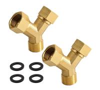 Distribuidor en Y de latón de 2 vías, 1/2 pulgadas, 1/2 pulgadas, 2 vías, divisor de latón para uso en casa y jardín, conexión de agua de 1/2 pulgadas