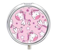 Distribuidor Estrella Unicornio Pastillero 3 Rejillas Con Espejo Caja De Almacenamiento De Metal Redonda Portátil A De Humedad Regalo Único