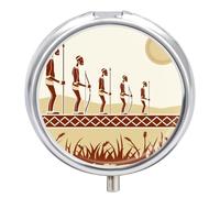 Distribuidor Evolución Humana Pastillero 3 Rejillas Con Espejo Caja De Almacenamiento De Metal Redonda Portátil A De Humedad Regalo Único