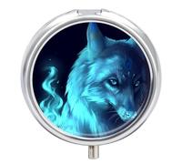 Distribuidor Lobo De Ciencia Ficción Pastillero 3 Rejillas Con Espejo Caja De Almacenamiento De Metal Redonda Portátil A De Humedad Regalo Único