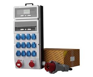 Distribuidor móvil eXT-S/FI 32 A 16 A 12 x 230 V Mennekes Latas Contador MID Distribuidor de corriente de obra Distribuidor de enchufes, Doktorvolt 2377