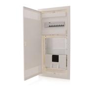 Intratec distribuidor multimedia y caja de fusibles combinada empotrada, IP30, 717x346x92 mm, 1 fila, 12+2 módulos, puerta de acero blanca RAL 9003, distribuidor de comunicaciones