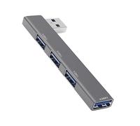 Distribuidor USB de 4 puertos | Adaptador USB portátil de aluminio para ordenador portátil, ordenador de sobremesa, unidad USB, impresora, PC, teclado | Diseño compacto y ligero (plata)