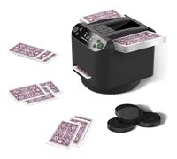 Distribuidor y barajador automático de Cartas, máquina de Reparto de Cartas giratoria de 360° Mejorada con 4 Botones de repartidor inalámbricos, máquina de barajado de Cartas Recargable para UN Black