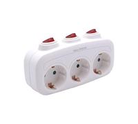 DISTRIBUX Enchufe Triple schuko de Color Blanco con Interruptor Individual con Interruptor Blanco 1 Ud
