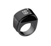 Disttocate Anillo Inteligente de Aleación de Zinc + Caja de Carga, Contador Digital Resistente Al Agua, Pantalla Controlada por Aplicación, 5 Recordatorios de Tiempo de Oración, Negro, 18 mm