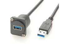 Disttocate Cable de extensión tipo D USB 3.0 macho a hembra tipo A XLR convertidor de montaje en panel USB A chasis acoplador
