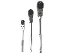 Disttocate Flex-Head Ratchet Set(3-Piece), 1/4", 3/8", 1/2" 72-Tooth Drive With Quick-Release Reversible Design
