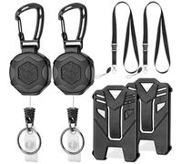 Disttocate Paquete de 2 Llaveros Retráctiles, 2 Cordones Extraíbles y 2 Fundas de Identificación Extensibles de Alta Resistencia, Portatarjetas Retráctil.