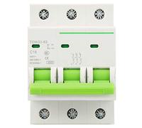 Disyuntor 3P Tipo C Mini Protección Contra Fugas 400V AC 16A Interruptor de Aire Miniatura para Circuito Eléctrico Industrial Seguridad Eléctrica Hogar Instalación Industrial 16 Amperios 400