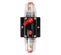 Disyuntor automático en línea para sistemas de 12 V-24 V CC, reinicio manual, terminales de lengüeta de alambre, tubo termorretráctil, clasificación de 20 A a 150 A, negro, 4 x -5/8 pulgadas x (80 A)