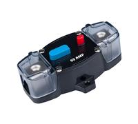 Disyuntor de 50 AMP 50A con Portafusibles En Línea de Recuperación Automática Bloque Inversor Reiniciable DC 12V-48V Manual para Motor de Arrastre Audio para Coche Automóvil Marina RV Barco Camión