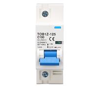 Disyuntor de CC, 1P 250V 100A Disyuntor en Miniatura de 35mm TOB1Z-125 C100 Interruptor de Protección Contra Sobrecarga de Cortocircuito de Riel DIN para Sistema Fotovoltaico Solar