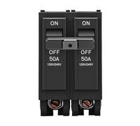 Disyuntor de circuitos enchufables, circuitos en miniatura de 2 de rendimiento, 50A, para seguridad de circuitos derivados, eléctricos de tamaño pequeño