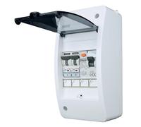 Disyuntor de corriente, distribuidor de corriente con interruptor diferencial 40 A, 30 mA, 2P y interruptor automático C16 A, C10A. Fusible automático de 2 vías