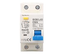 Disyuntor De Corriente Residual AC 230V 30mA 1P N Protector Contra Fugas Protección Contra Sobrecarga Interruptor De Aire Para Líneas Distribución De Iluminación Residencial Sistema Solar Fotov (32A)