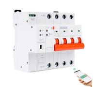 Disyuntor inteligente wifi 63A 380V 4P Magnetotermico Medidor de consumo electrico wifi Temporizador con proteccion de baja tension sobrecarga reconexion TUYA APP mando a distancia.