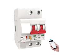 Disyuntor inteligente WiFi Tuya 40A 1P/2P/3P/4P, interruptor automático con protección contra sobrecarga y cortocircuito, compatible con Alexa y Google Home.(2P 40A)