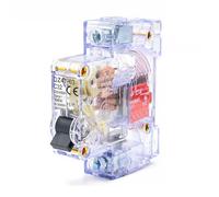 Disyuntor MCB transparente DZ47-63, 1P, 16-63A, for montaje en riel DIN, 10 unidades(25A)