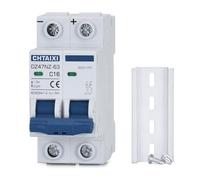 Disyuntor miniatura de CC, 2 polos, 600 V, 20 A, aislador for sistemas solares, disparo magnético térmico, montaje en riel DIN, interruptor desconexión C20(16 Amp)