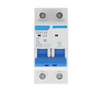 Disyuntor solar, interruptor de circuito 1/2P DZ47-63 para disyuntor solar fotovoltaico 32A MCB para protección eléctrica del sistema fotovoltaico (2P)