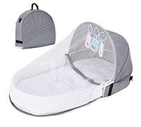 Ditanpu Cuna Portátil Plegable, Cuna Portátil con Desarrollo Y Dosel, Cuna para Bebé En La Cama, Cuna Portátil para Acampar, Fácil Plegar Y Liviana, Lavable