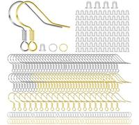 DITK-U Juego de 300 pendientes 925, pendientes hipoalergénicos con tapón de goma y bobina para hacer joyas, resultados oro/plata