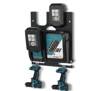 DITKOK 3 en 1 soporte de pared para baterías Makita 18V 14.4V Cargadores DC18RC y Taladros Inalámbricos para 2 Baterías, Soporte para Taladros Inalámbricos