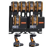 DITKOK - Soporte de pared 3 en 1 para batería Worx, estante de metal para 4 baterías de 20 V, estante de almacenamiento para 2 cargadores WA3867, 2 WA3880, 1 WA3883 Dual, gancho para otros