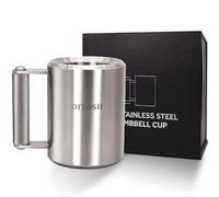 DITOSH 10kg/22lb Heavy Coffee Mug Challenge 304 Stainless Steel Dumbbell Cups Silver Overweight Sports Water Cup for Fitness Training Arm Strength Prank Gift Home Gym Workout Equipment 400ml/13.5oz