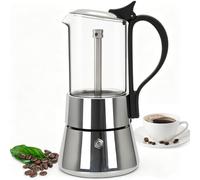 DITOSH Cafetera Espresso Transparente de Acero Inoxidable 304 Moka Pot Cafetera Espresso Cafetera Percoladora Capaz Cafetera Moka Cafetera Percoladora Para Casa y Camping 6 Taza 350ml