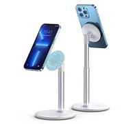 DiTouch Soporte Magnético Ajustable para Teléfono Smartphone Mesa Magnética Plegable con Anillos de Metal Compatible con mag Safe iPhone 15 Plus Pro MAX 14 13 12 Galaxy S23 Ultra S22, Blanco