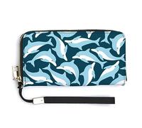 Ditsy Dolphins Sailing Into The Blue - Cartera larga de mano con correa para la muñeca, tarjetero delgado, monederos de muñeca para hombres y mujeres, Estilo:, 20.0*10.5cm, MHXYZHW