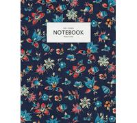Ditsy Floral Notebook - Pretty Print design - Indigo Navy Red - Paperback notebook - A4 - Lined Ruled 8mm - 8.5 x 11 inches: Beautiful A4 Notebook ... Pages, Matt Finish with bright clear colors