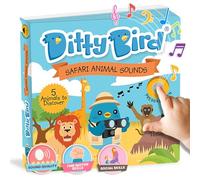 Ditty Bird Libro Interactivo de Safari con Sonidos realistas para niños pequeños de 1 a 3 años. Libro sensorial y Musical, Amantes de los Animales del Safari.