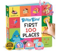 Ditty Bird Libros Parlantes 100 Lugares: Aprende Vocabulario y Habla con Libros de cartón para niños de 1 a 3 años. Interactivos, con imágenes geniales y Sonido, Ideales para bebés.