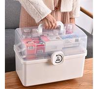 Dittzz Caja de medicina de 3 niveles, caja de primeros auxilios, portátil, plegable, organizador de almacenamiento, 34 x 19 x 22,5 cm