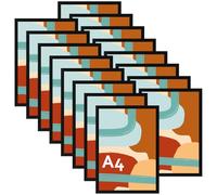 Ditwis Juego de 16 Marco A4 Negro para Documentos, Certificados y Fotos (21x29,7 cm), Marco de Fotos Clásico para Salones, Dormitorios y Oficinas