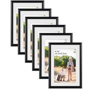 Ditwis Juego de 6 Marco Fotos 10x15 con Cartón, Negro Marcos de Fotos 13x18 sin Cartón, Adecuado para Dormitorios y Salas de Estar, Uso en Pared o Mesa