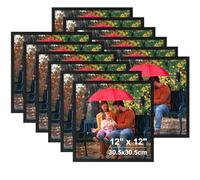 Ditwis Marco 30x30 Negro Juego de 12, Marco Clásico Adecuado para Fotos, Cuadros y Recuerdos, Exposición Horizontal o Vertical en Pared