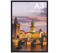 Ditwis Marco A3 Negro, Marco de Fotos Clásico Apto para Pósters, Fotos y Puzzles, Marco Grande para Salón, Oficina, Galería Expositor de Pared