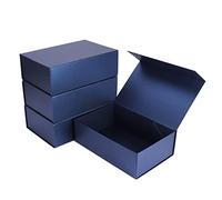 Ditwis Paquete de 4 cajas de regalo de 12 x 8 x 4 pulgadas con tapas de cierre magnético, caja magnética azul para boda, propuesta de dama de honor, cumpleaños, día de la madre