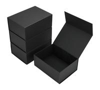 Ditwis Paquete de 4 cajas de regalo de 9.5 x 7 x 4 pulgadas con tapas de cierre magnético, caja magnética negra para boda, propuesta de dama de honor, cumpleaños, día de la madre