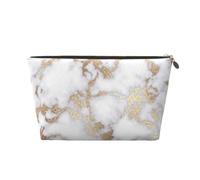 DITXIT Gudetama - Bonita bolsa de cosméticos de viaje, organizador de maquillaje, bolsa de aseo con cremallera, monedero para mujeres y niñas, Mármol moderno y elegante con lámina de oro blanco, Talla